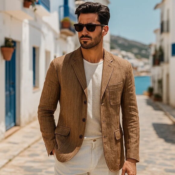 Banana Republic Modern Fit Linen Resort Casual Coastal Earthy Blazer Jacket 42R - Picture 1 of 11